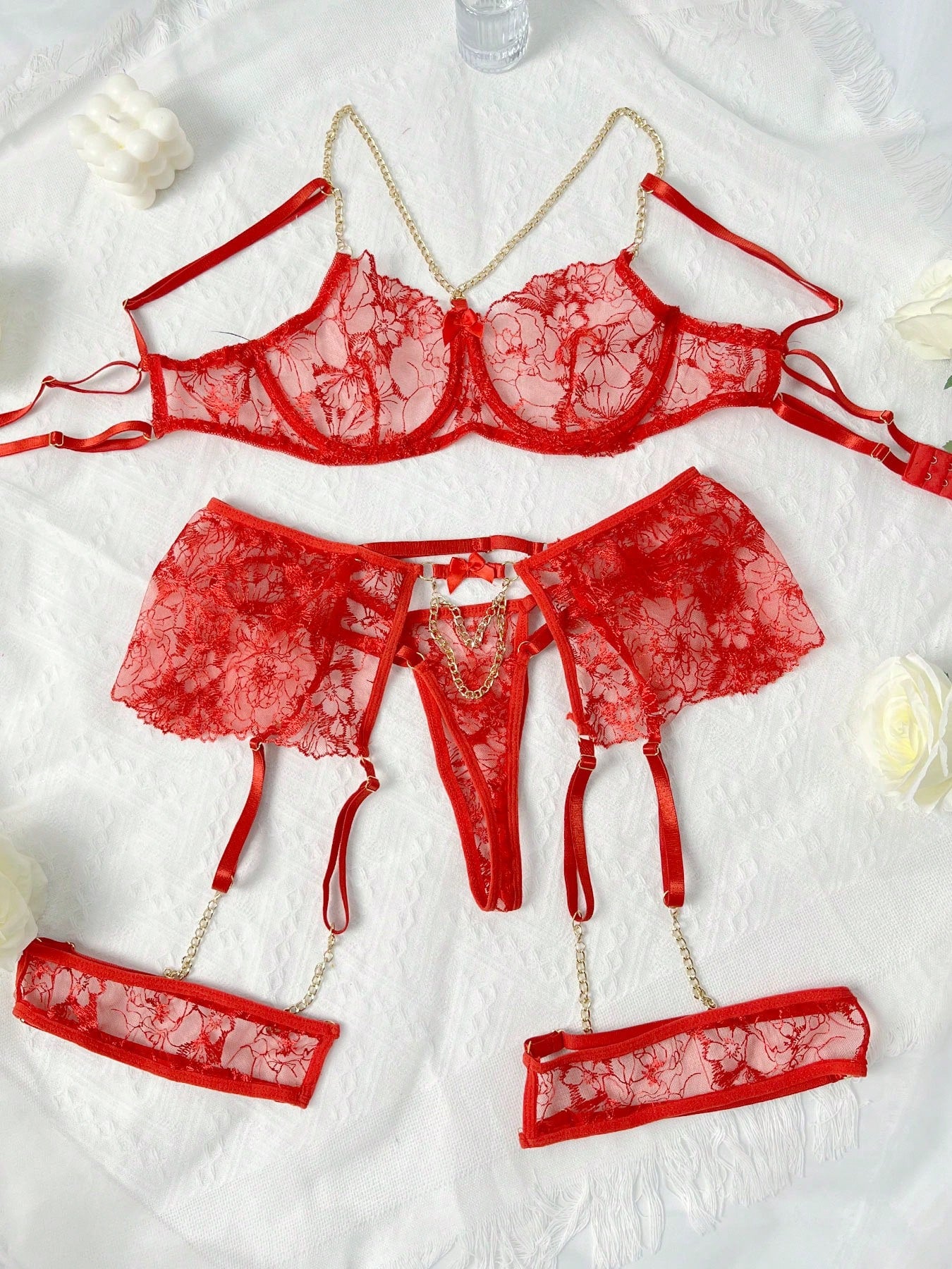 Ladies Floral Lace Lingerie For Women Naugthy For Sexy Play Sheer Mesh Underwear Babydoll Sleepwear With Garter Belt