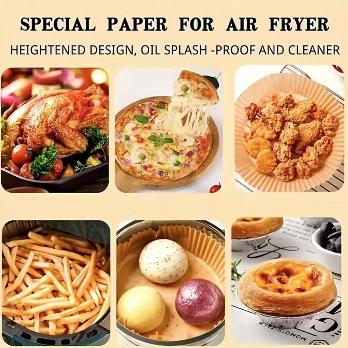 100pcs, Square Disposable Air Fryer Liners (6.3in/8in), Paper Air Fryer Liner Pots, Paper Basket Bowls, Baking Trays, Oven Accessories, Baking Tools, Kitchen Gadgets, Kitchen Accessories