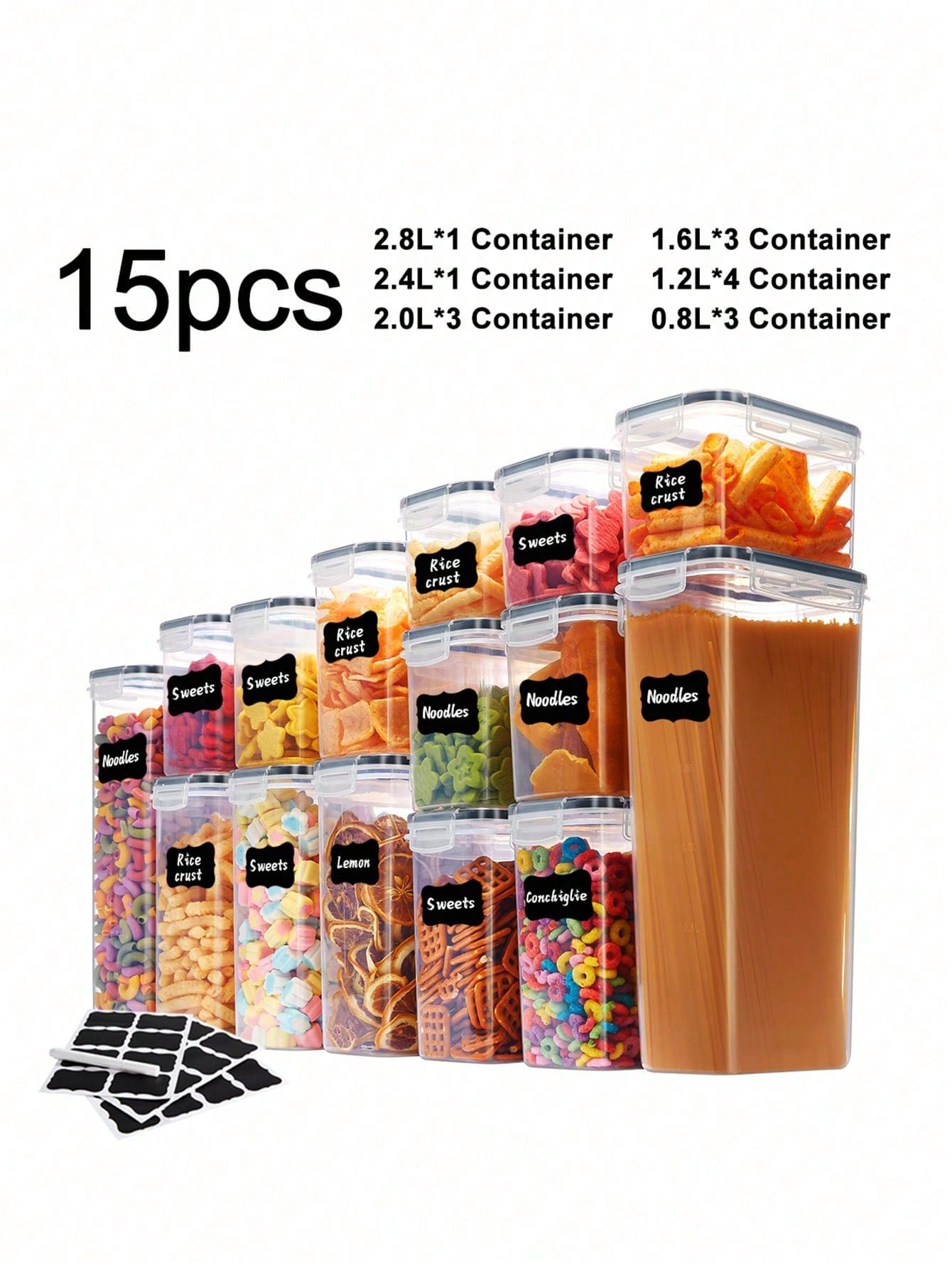 4/7/10/15/18/21pcs Storage And Organization,Labeled And Marked Airtight Food Storage Containers And Condiment Jars - Keep Grains, Flour, Salt, Pepper And Sugar Fresh - A Dishwasher-Safe Kitchen Pantry Organization And Storage Solution,Funny Stocking Stuff