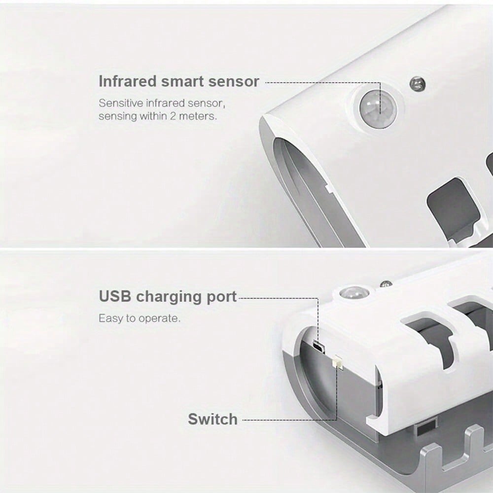 UV Sterilised Toothbrush Holder Clean Toothpaste Dispenser Wall Mounted