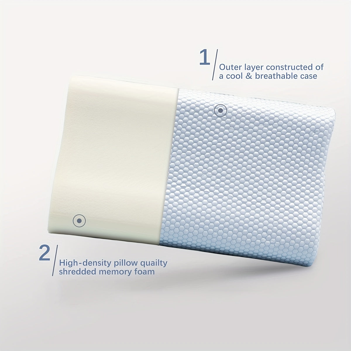 Adjustable Soft & Firm Gel Double Sided Cooling Pillow - Shredded Memory Foam Pillows with Removable Pillowcase - For Side, Back, Stomach Sleepers, Hot Sleepers