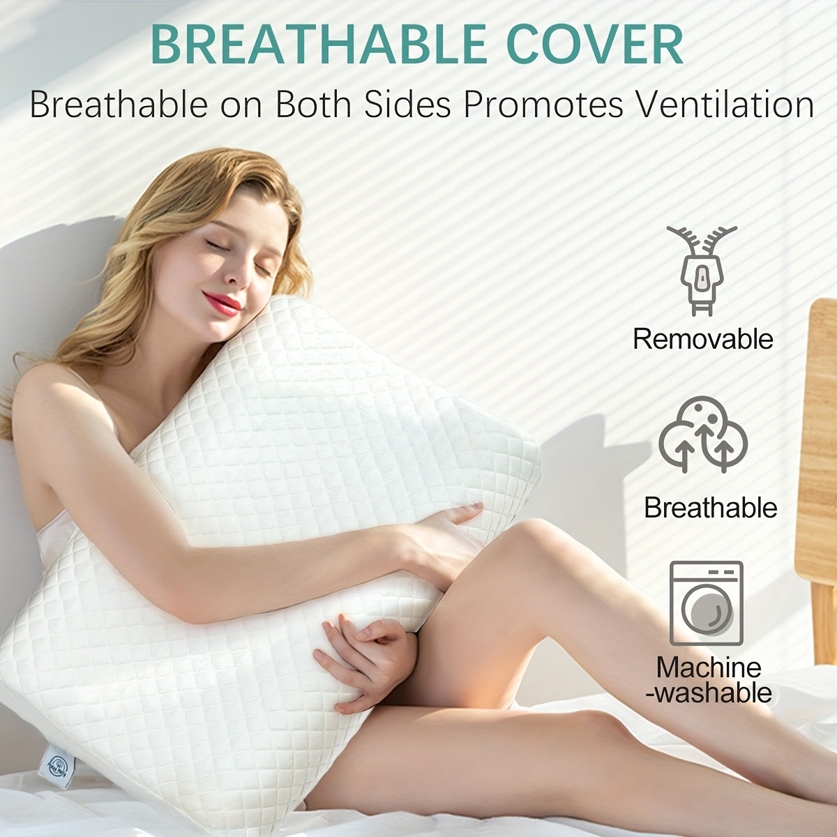 Cervical Pillow 2pcs, Memory Foam Bed Pillows Set Of 2, Contour Cooling Pillow for Side Sleeper, Adjustable Orthopedic Sandwich Pillow