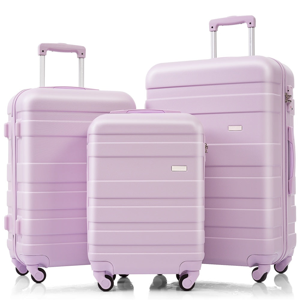 Luggage Sets New Model ABS Hardshell 3pcs Clearance Luggage Hardside Lightweight Durable Suitcase sets Spinner Wheels Suitcase with TSA Lock 20''24''28''(ivory and brown)
