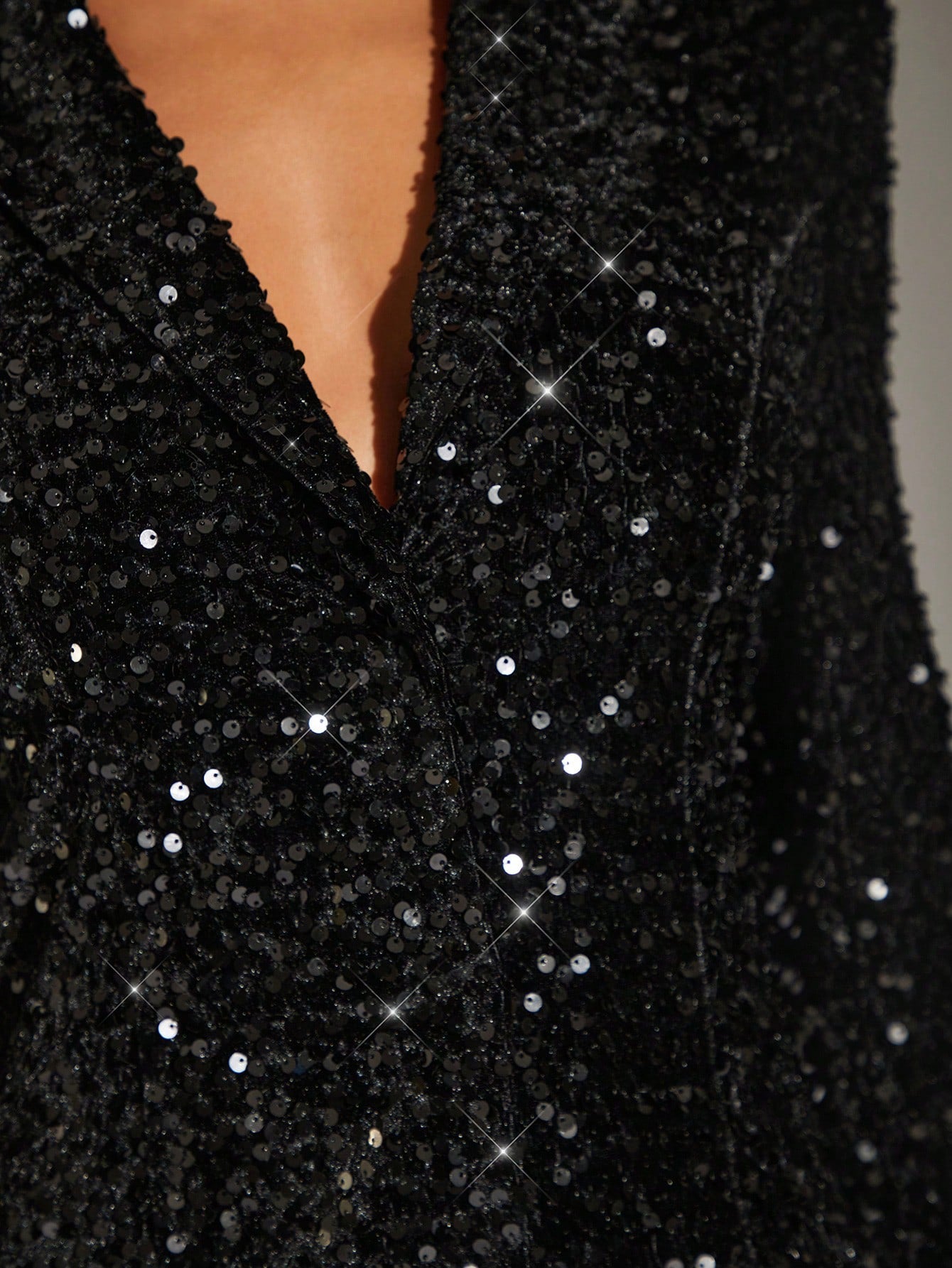 Lapel Neck Sequin Blazer Dress