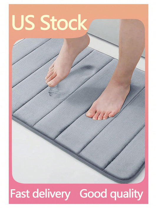 1pc Soft And Comfortable Memory Foam Bath Mat With Quick Absorb And Anti-Slip Function, Suitable For Bathroom Decoration, Kitchen Carpet, Laundry Room, Bedroom And Other Home Decoration