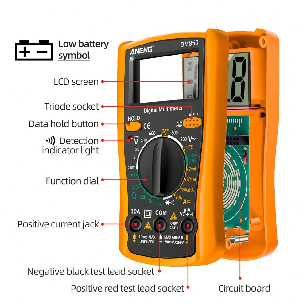 DM850 1999 Counts Digital Multimeter Eletric Professional Automatic Votage Tester Current Ohm Ammeter Detector Tools