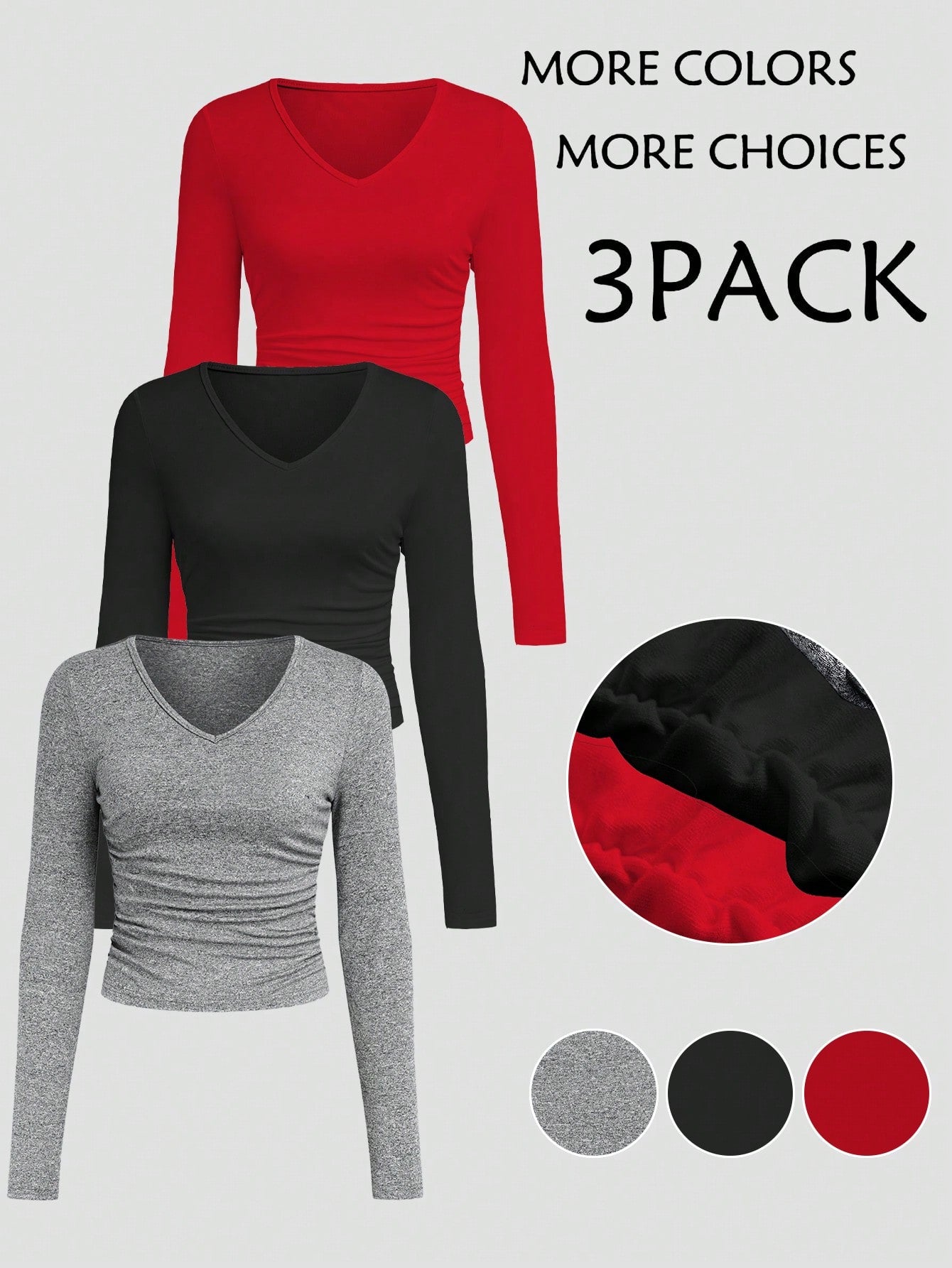 Women's Solid Color Slim Fit Long Sleeve T-shirt With Pleats