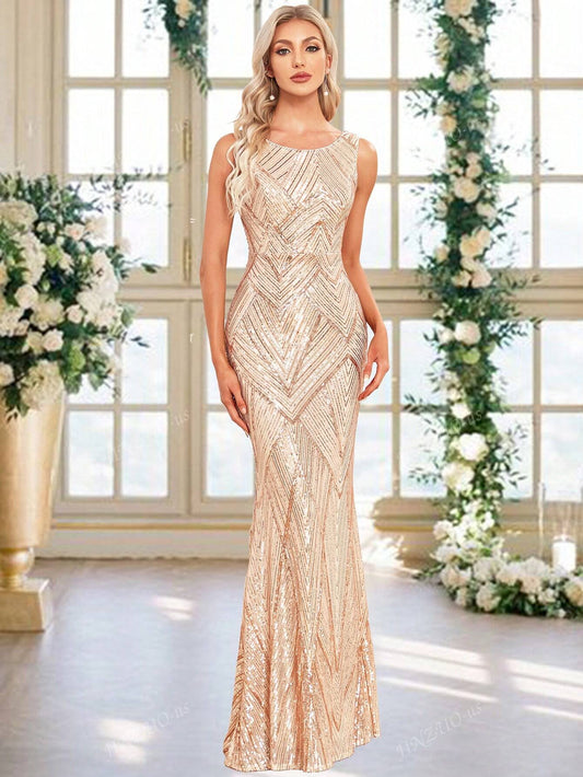 Sequin Formal Dress For Women Elegant Prom Evening Wedding Guest Gown, For Graduation, Dinner