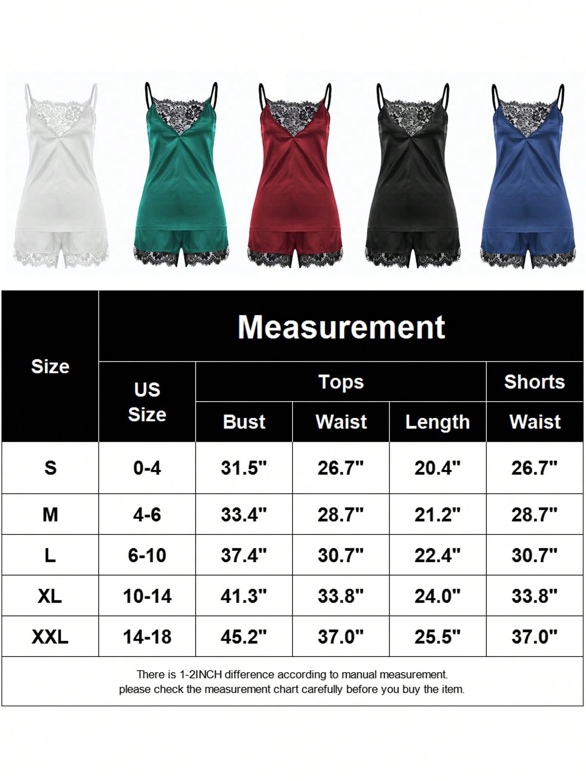 Women Stain Pajamas Set Lace Sexy V Neck Lingerie Sleepwear Cami Shorts Nightwear Set Silk Soft Loungewear Pajamas