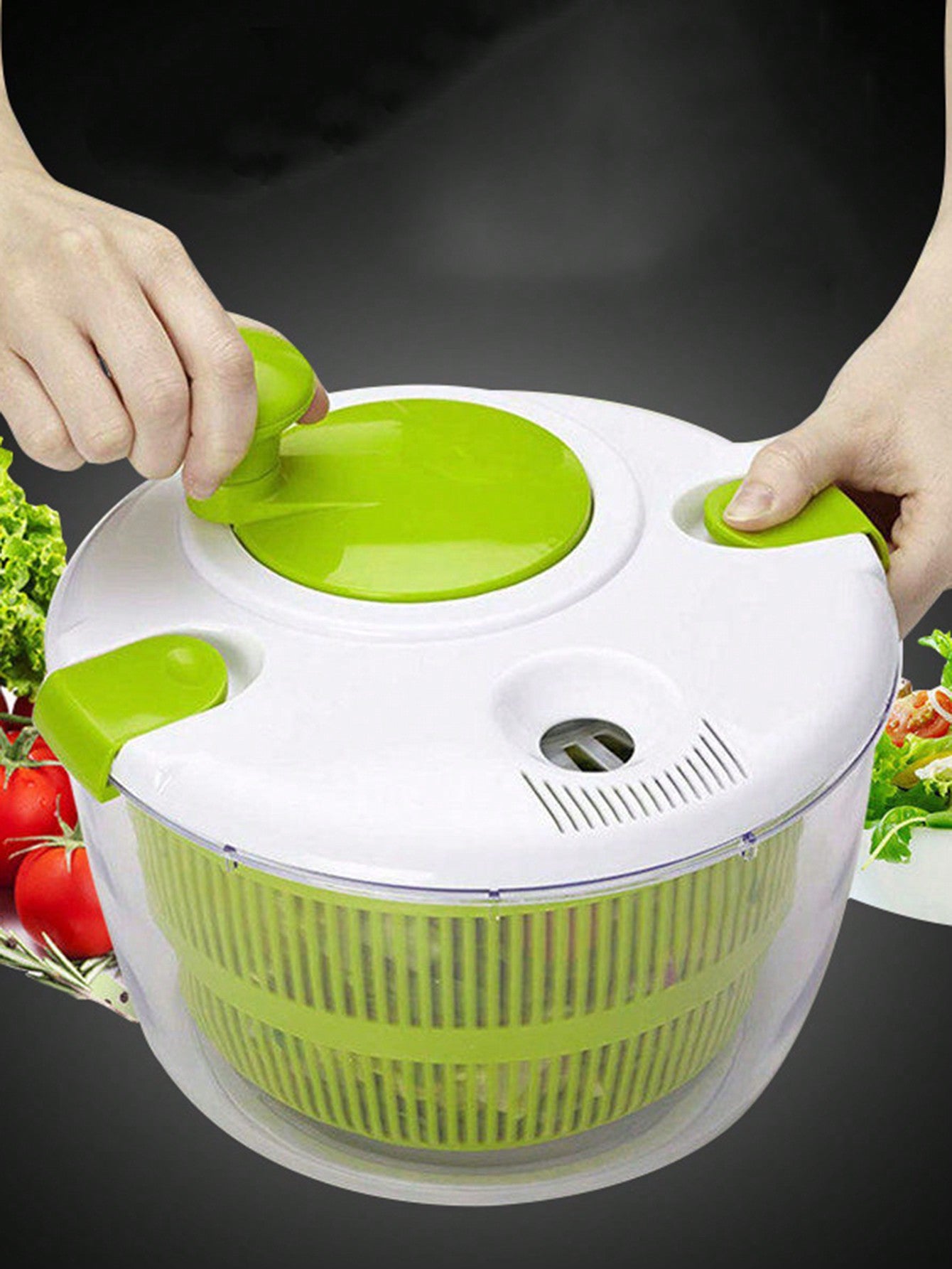 1pc Essential Kitchen Vegetable Dehydrator, Manual Salad Spinner, Drain Basket With Drying Function For Fruits And Vegetables