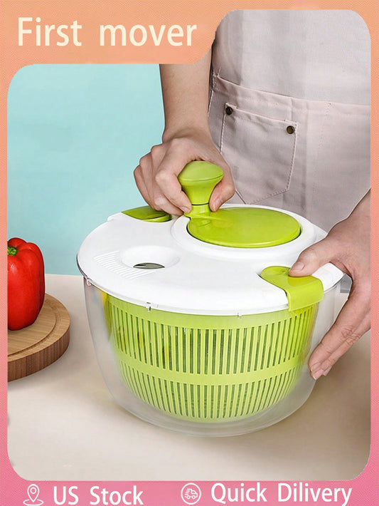 1pc Essential Kitchen Vegetable Dehydrator, Manual Salad Spinner, Drain Basket With Drying Function For Fruits And Vegetables