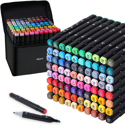 Back To School Season Alcohol Marker Set, Double Tip Stirrer Art Markers, Permanent Sketch Markers For Drawing Adult Coloring, Illustration Alcohol Markers (48/80/120/168Colors)
