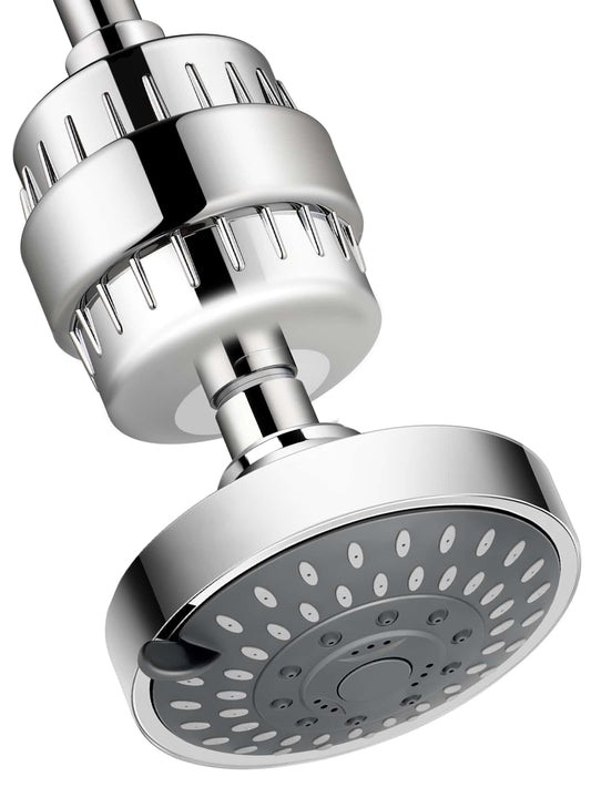 1Set Shower Filter, Shower Head And 15 Stage Shower Filter Combo, High Pressure 5 Spray Settings Filtered Showerhead With Water Softener Filter Cartridge For Hard Water Remove Chlorine And Harmful Substances