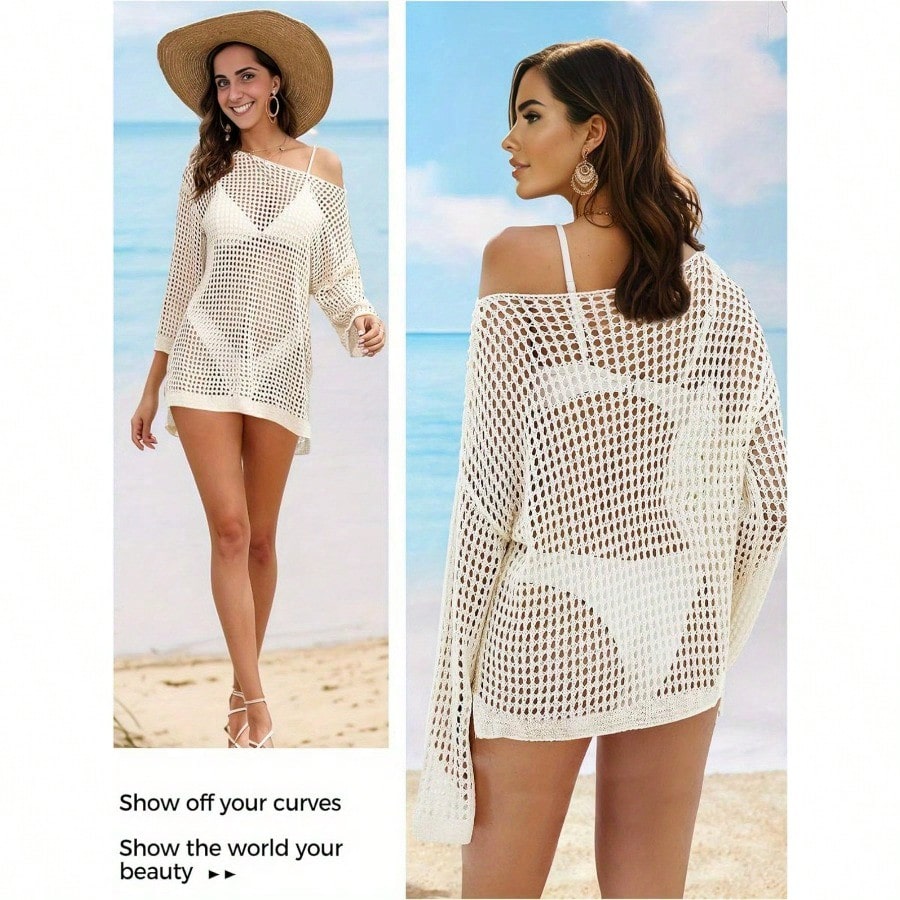 Beach Swimsuit Cover Up For Women, Crochet Bathing Suit Cover Ups Hollow Out Bikini Coverups Dress 2025Summer Outfits