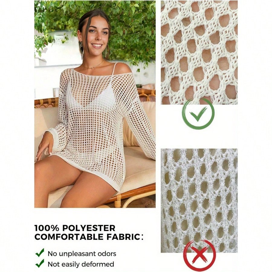 Beach Swimsuit Cover Up For Women, Crochet Bathing Suit Cover Ups Hollow Out Bikini Coverups Dress 2025Summer Outfits