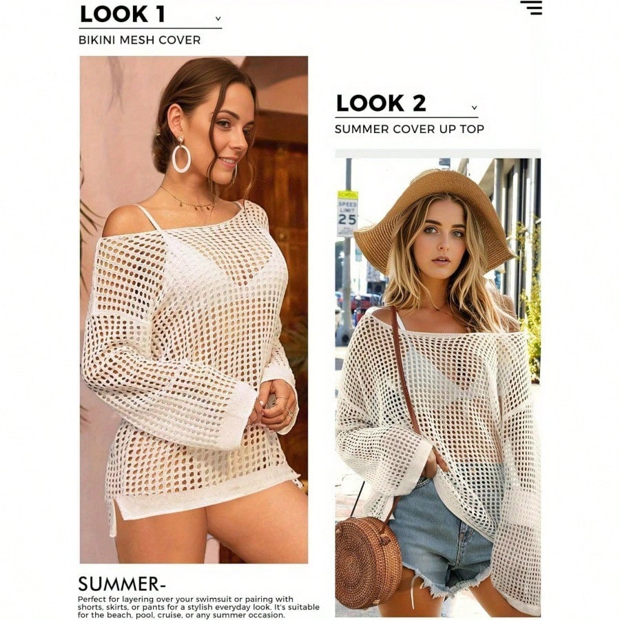 Beach Swimsuit Cover Up For Women, Crochet Bathing Suit Cover Ups Hollow Out Bikini Coverups Dress 2025Summer Outfits