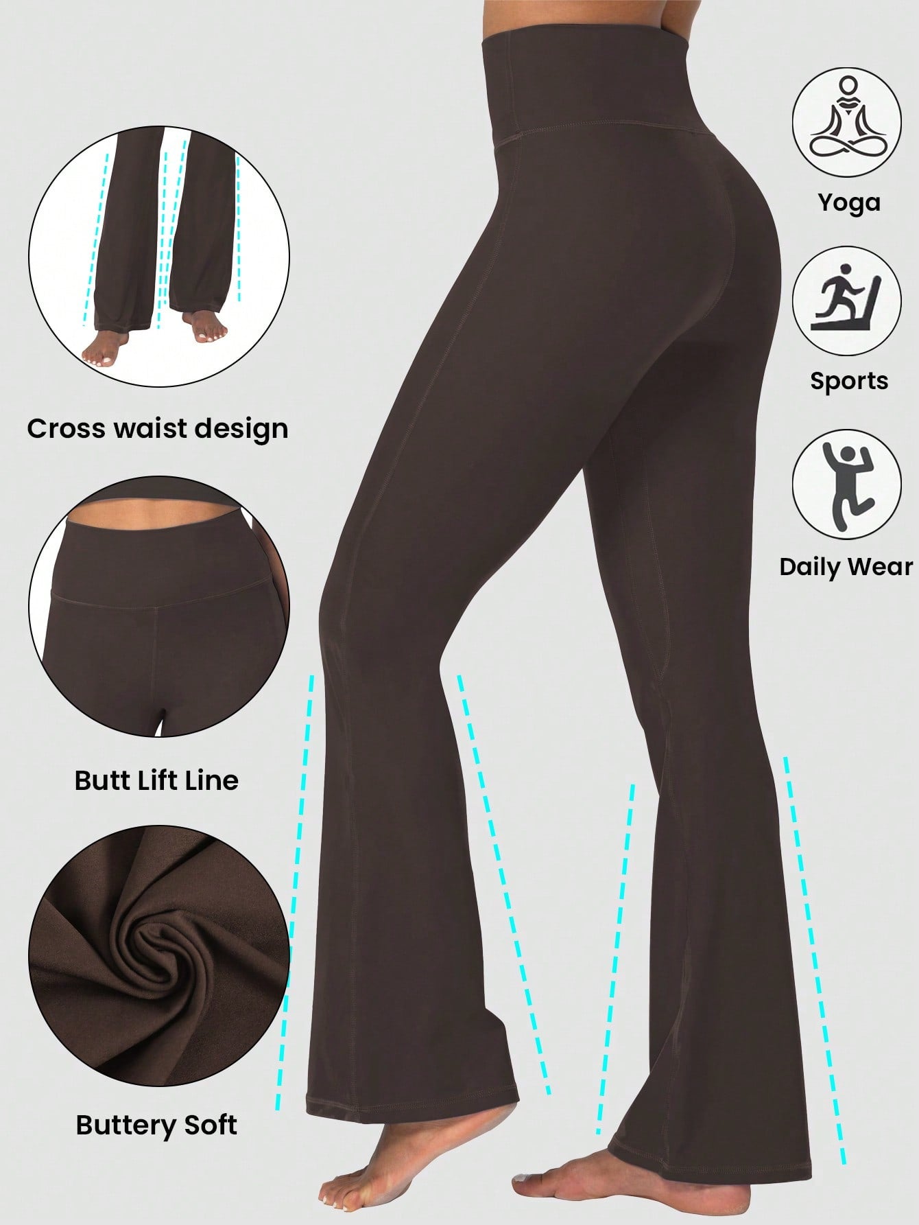 Mini Flare Leggings For Women, High Waist Yoga Pants With Tummy Control, Casual Gym Workout Bootcut Leggings