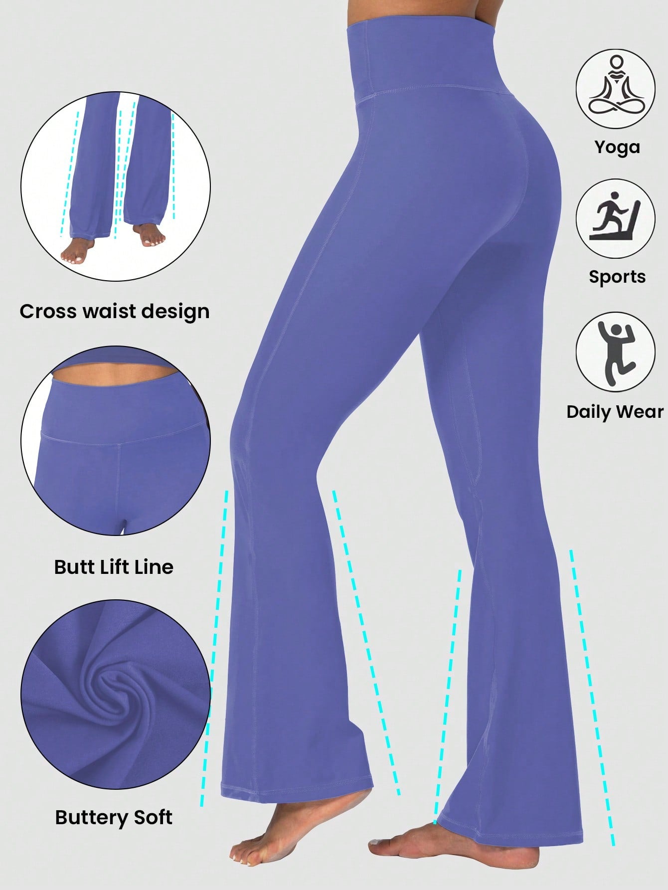 Mini Flare Leggings For Women, High Waist Yoga Pants With Tummy Control, Casual Gym Workout Bootcut Leggings