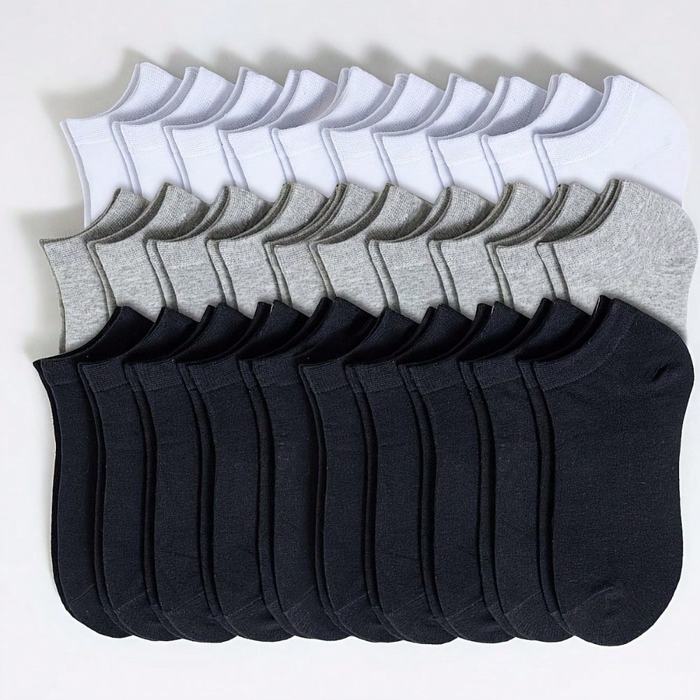 30 Pairs Of Cotton Ankle Socks Suitable For Both Men And Women, Anti Odor And Sweat Absorbing Low Top Socks, Comfortable And Breathable Socks, Suitable For Wearing In All Seasons