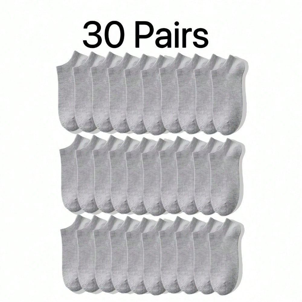 30 Pairs Of Cotton Ankle Socks Suitable For Both Men And Women, Anti Odor And Sweat Absorbing Low Top Socks, Comfortable And Breathable Socks, Suitable For Wearing In All Seasons