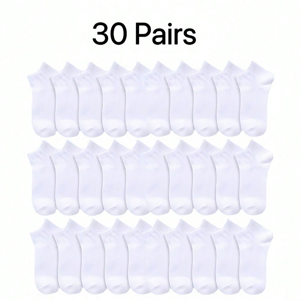 30 Pairs Of Cotton Ankle Socks Suitable For Both Men And Women, Anti Odor And Sweat Absorbing Low Top Socks, Comfortable And Breathable Socks, Suitable For Wearing In All Seasons