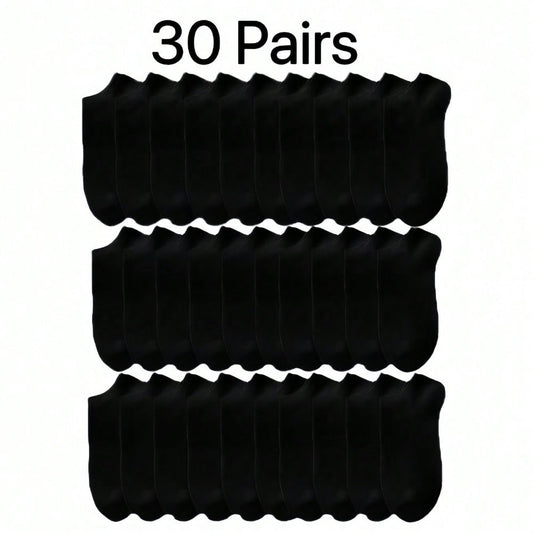 30 Pairs Of Cotton Ankle Socks Suitable For Both Men And Women, Anti Odor And Sweat Absorbing Low Top Socks, Comfortable And Breathable Socks, Suitable For Wearing In All Seasons