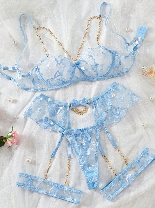 Ladies Floral Lace Lingerie For Women Naugthy For Sexy Play Sheer Mesh Underwear Babydoll Sleepwear With Garter Belt