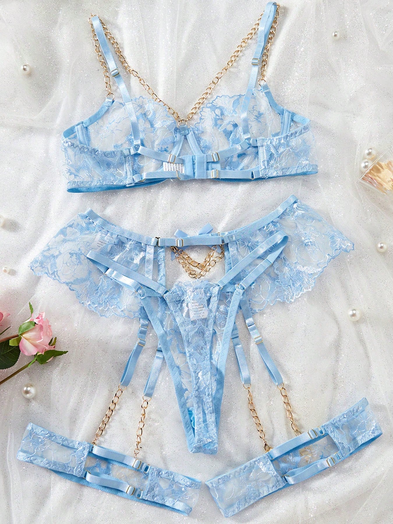 Ladies Floral Lace Lingerie For Women Naugthy For Sexy Play Sheer Mesh Underwear Babydoll Sleepwear With Garter Belt