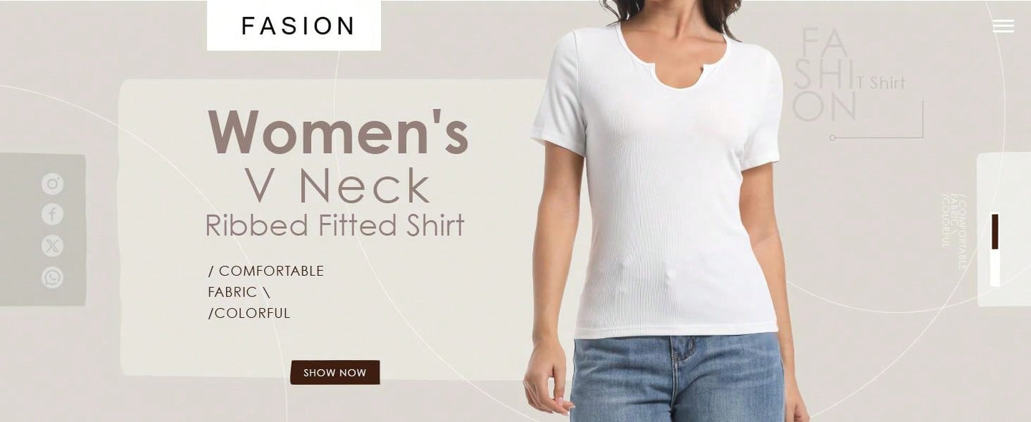 Womens Tops Crew Neck Summer Short Sleeve Casual Slim Fitted Tshirt