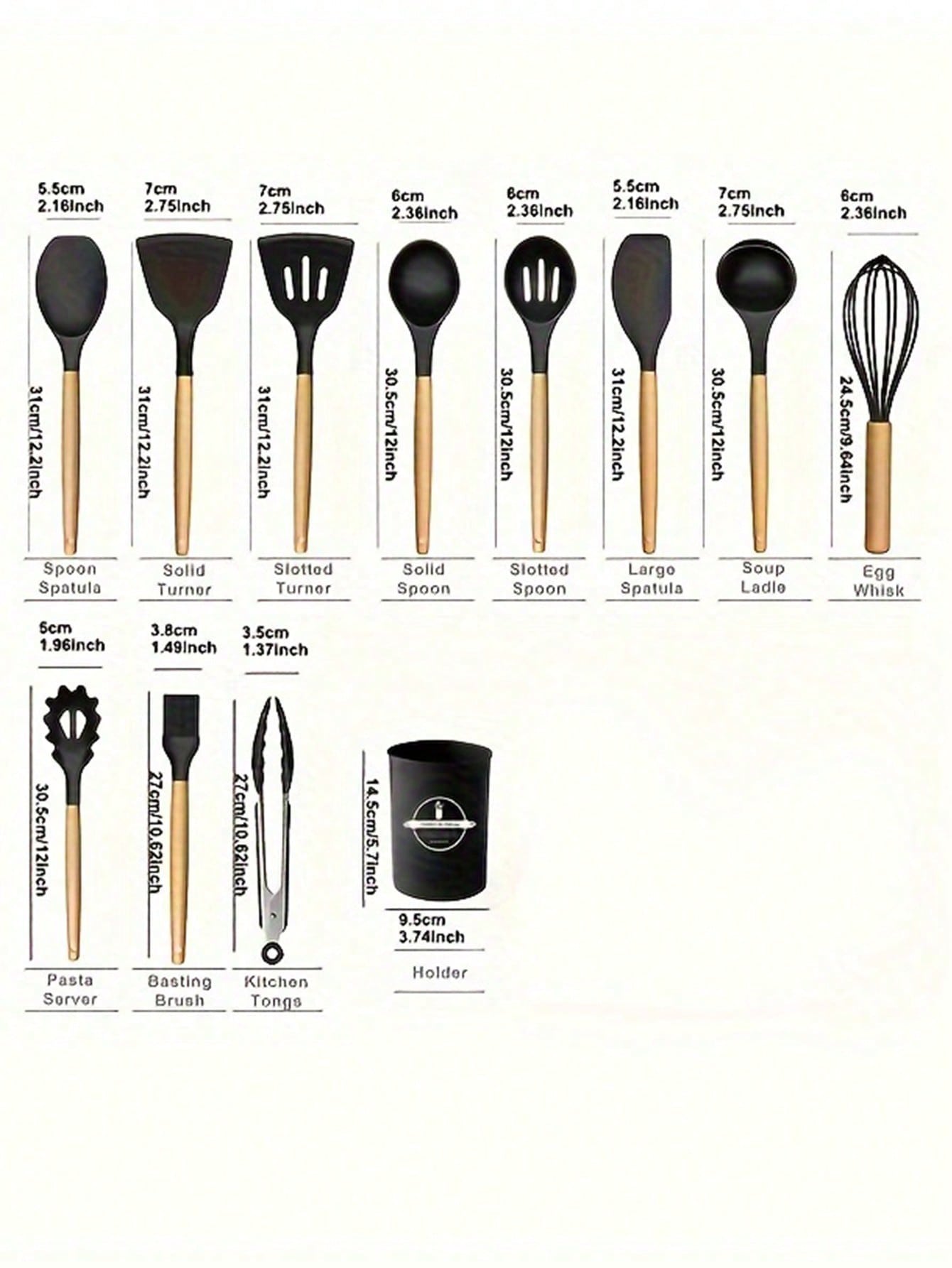 1 Set Kitchen Utensil Set, Silicone Cookware Set,12pcs Silicone Kitchen Utensil Set, Wooden Cooking Utensils, Kitchen Gadgets, Silicone Cutlery Set, Kitchen Tools With Storage Bucket