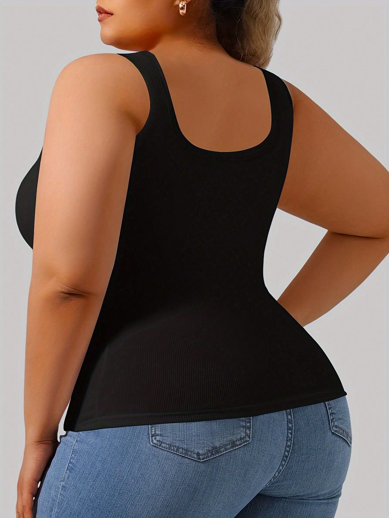 Plus Size Women's Solid Colour Fitness Home Comfort Tank Top