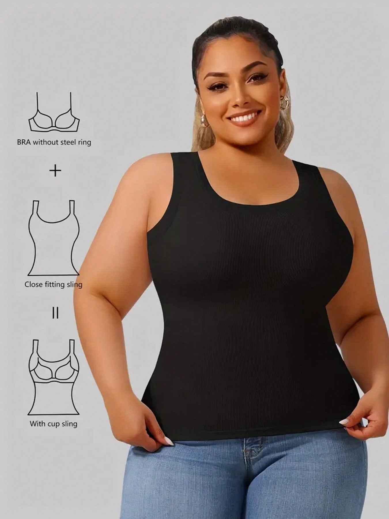 Plus Size Women's Solid Colour Fitness Home Comfort Tank Top