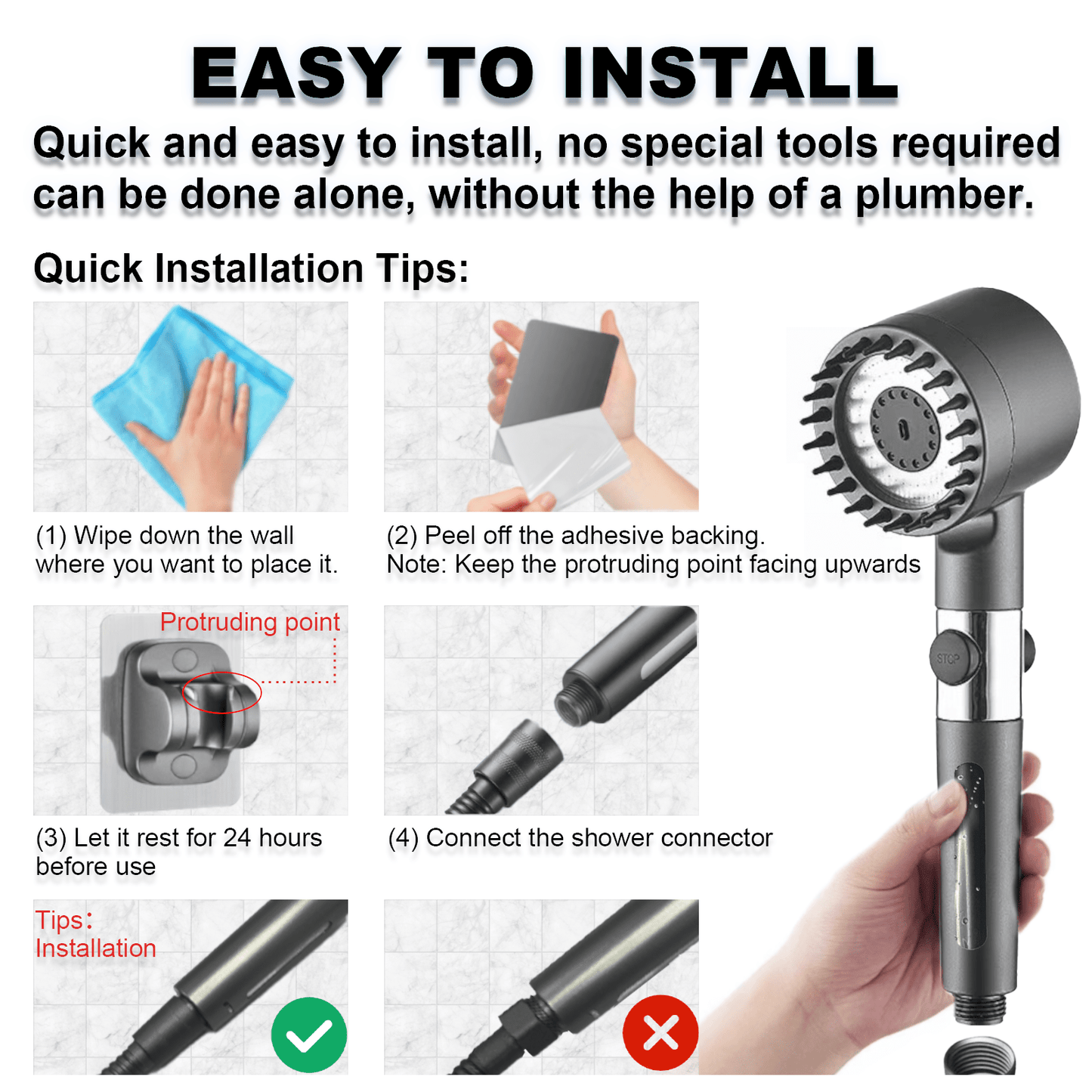 Versatile Filtered Handheld Shower Head – Multiple Modes & Convenient ON/OFF Switch