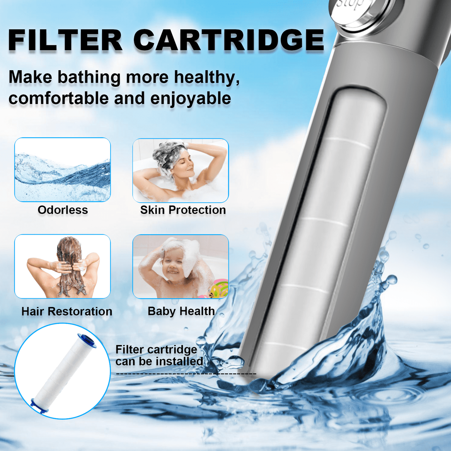 Versatile Filtered Handheld Shower Head – Multiple Modes & Convenient ON/OFF Switch