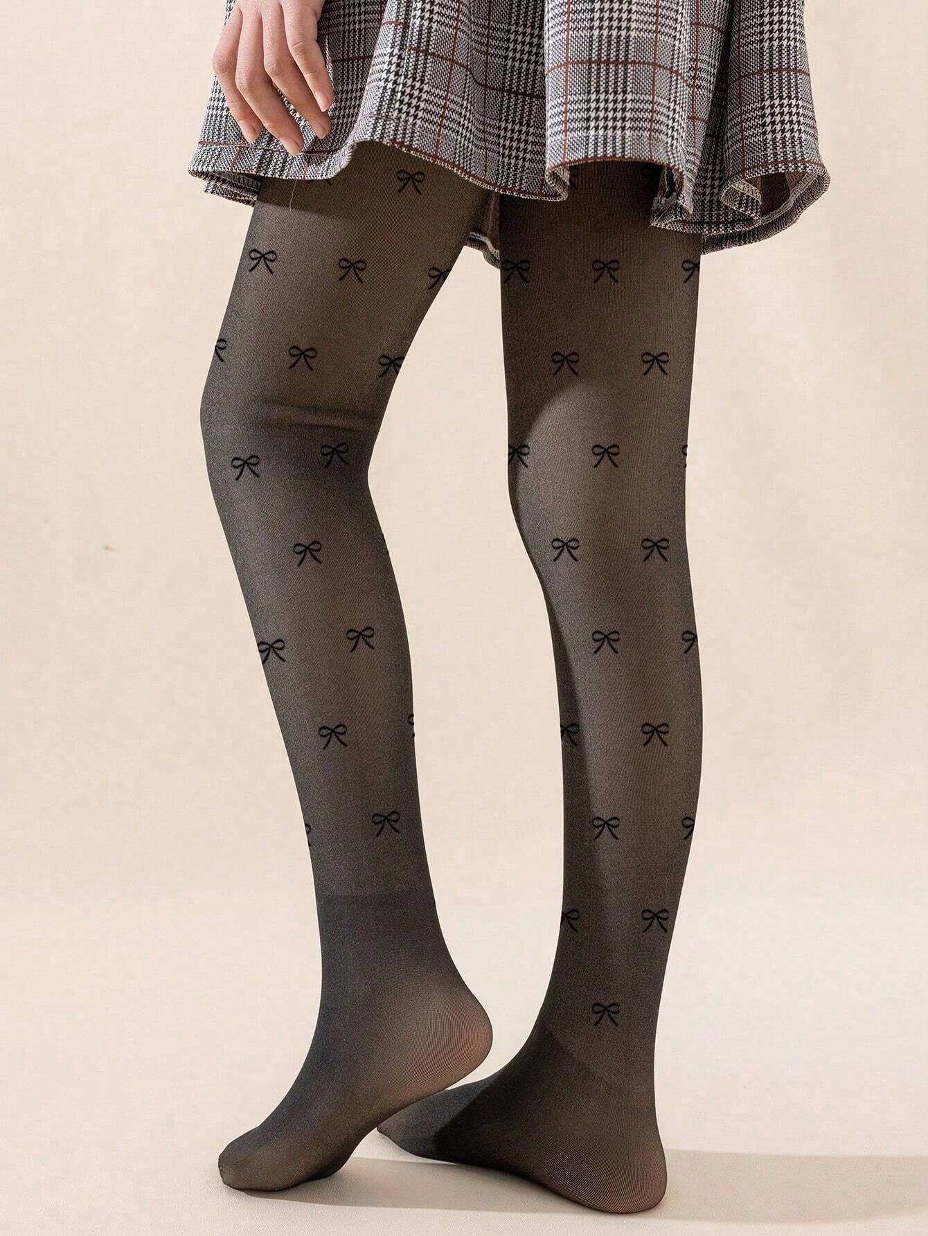 200g Autumn And Winter Velvet Thickened Leggings, Fashionable Simple Tights, Party Sexy Pantyhose, Bow Print Pattern