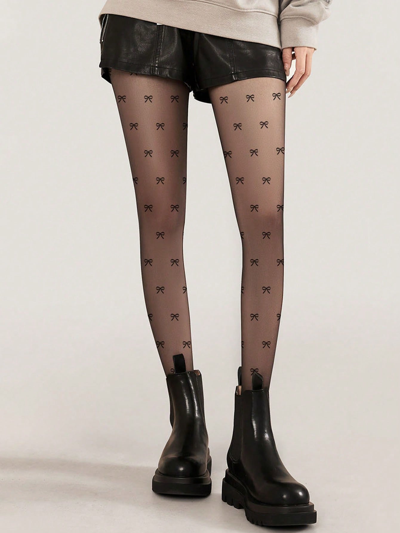 200g Autumn And Winter Velvet Thickened Leggings, Fashionable Simple Tights, Party Sexy Pantyhose, Bow Print Pattern