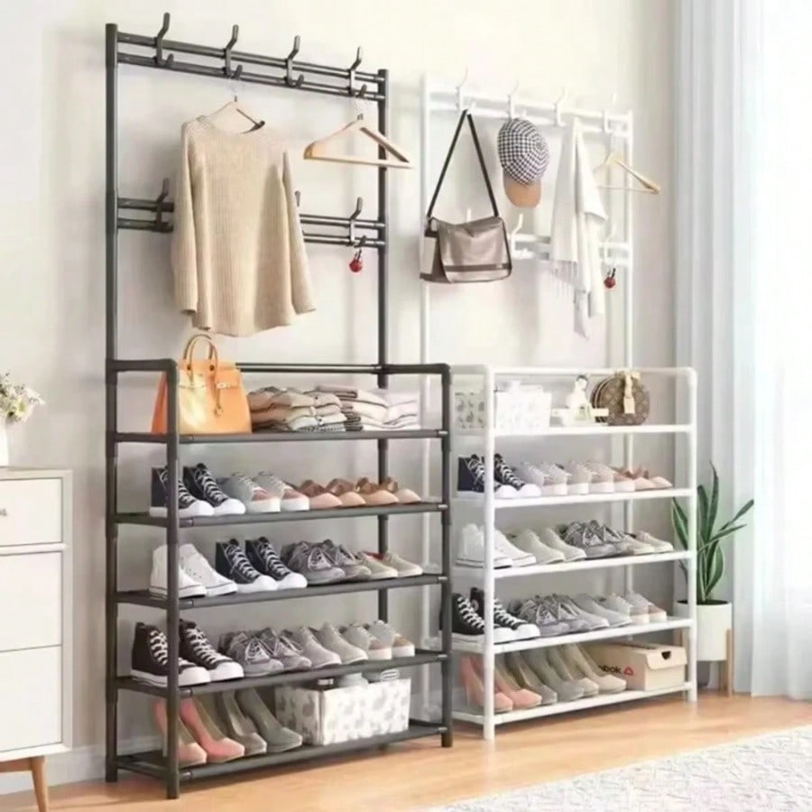 Multi-Layer Shoe And Hat Rack Household Multifunctional Shoes Racks Floor Standing Dormitory Floor Standing Sneaker Coat Cabinet