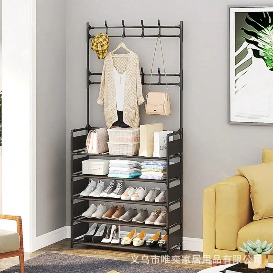 Multi-Layer Shoe And Hat Rack Household Multifunctional Shoes Racks Floor Standing Dormitory Floor Standing Sneaker Coat Cabinet