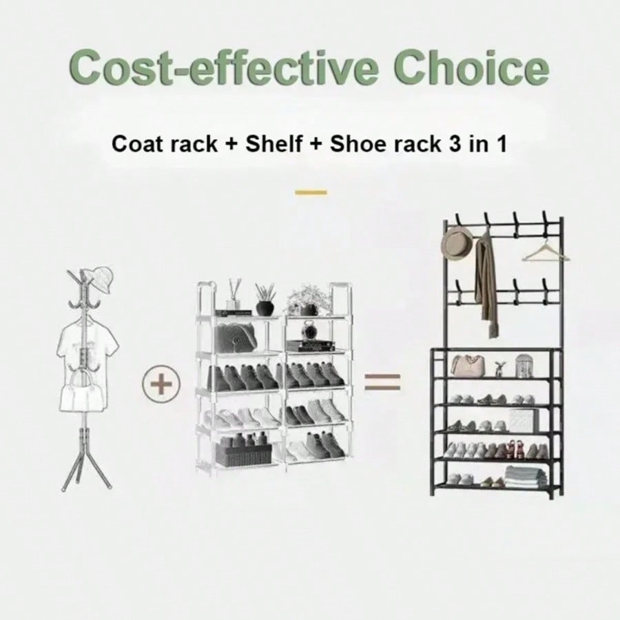 Multi-Layer Shoe And Hat Rack Household Multifunctional Shoes Racks Floor Standing Dormitory Floor Standing Sneaker Coat Cabinet