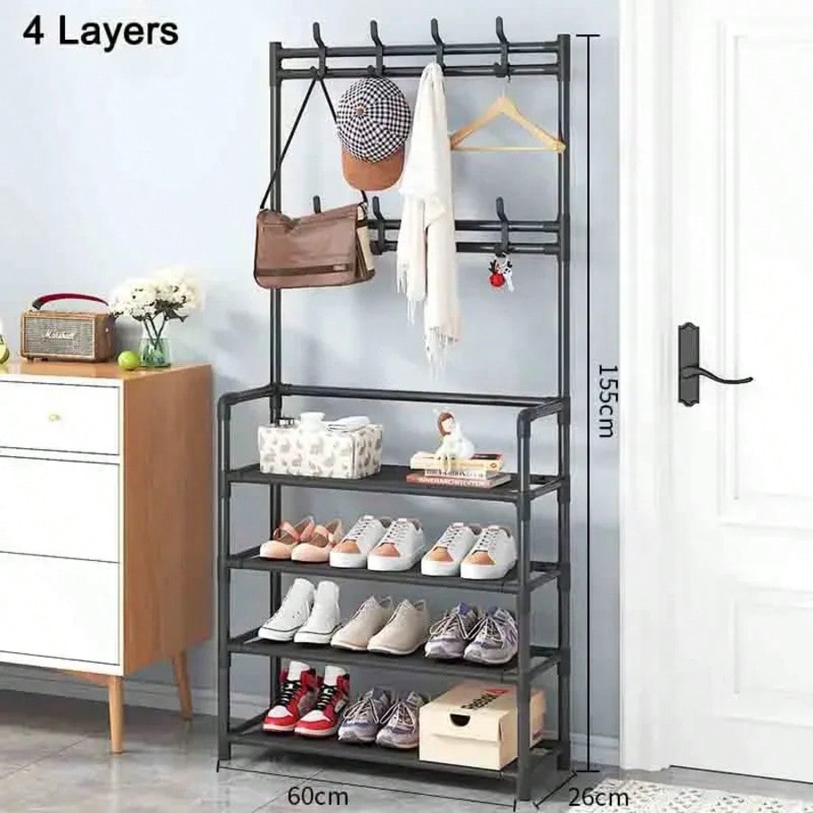 Multi-Layer Shoe And Hat Rack Household Multifunctional Shoes Racks Floor Standing Dormitory Floor Standing Sneaker Coat Cabinet