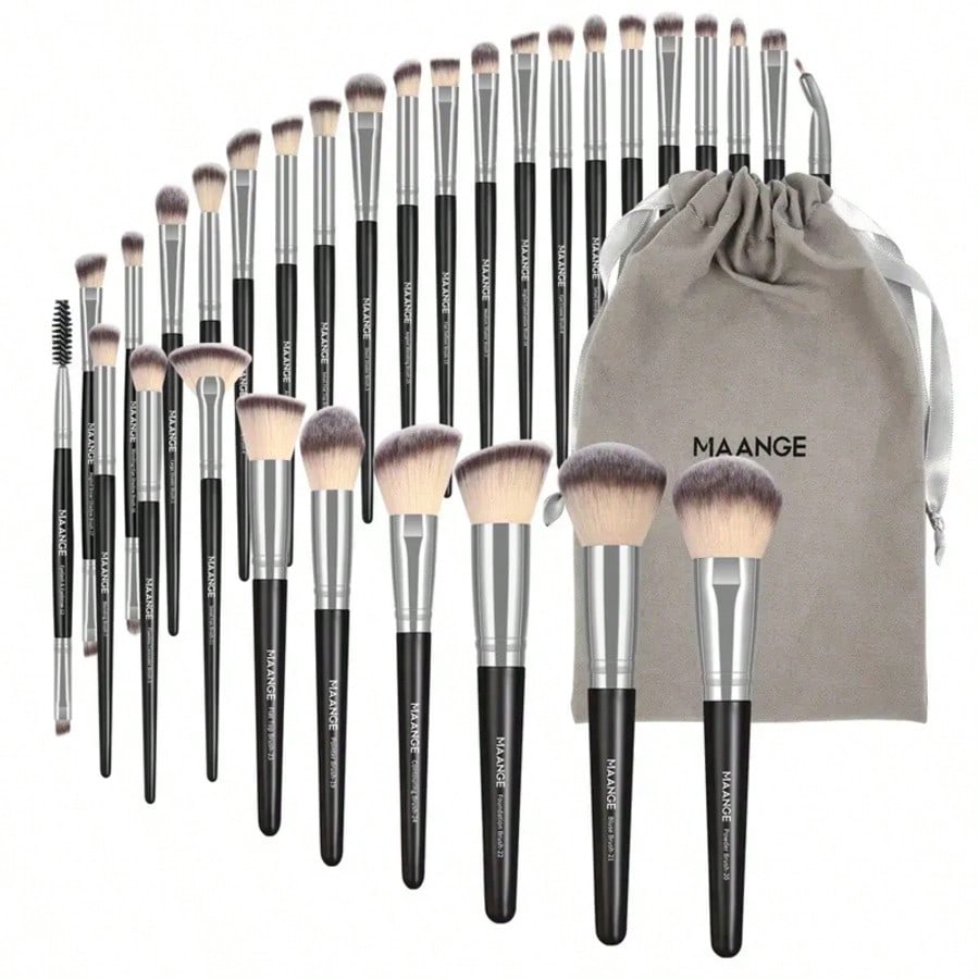 30pcs Professional Makeup Brush Set Foundation Concealers Eye Shadows Powder Blush Blending Brushes Beauty Tools With Bag