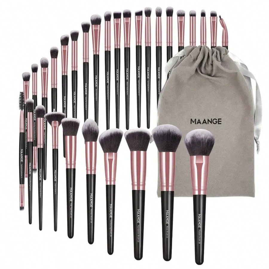 30pcs Professional Makeup Brush Set Foundation Concealers Eye Shadows Powder Blush Blending Brushes Beauty Tools With Bag