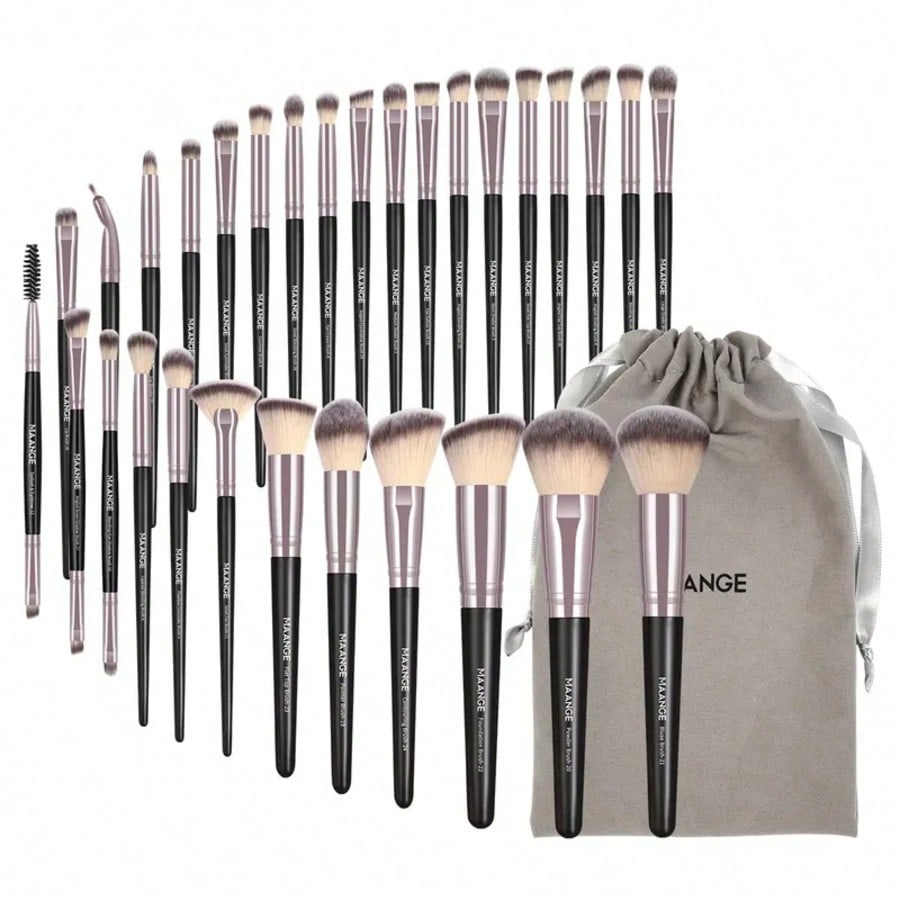 30pcs Professional Makeup Brush Set Foundation Concealers Eye Shadows Powder Blush Blending Brushes Beauty Tools With Bag