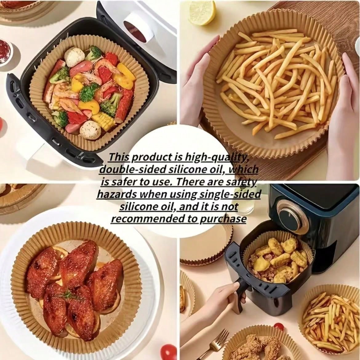100pcs, Square Disposable Air Fryer Liners (6.3in/8in), Paper Air Fryer Liner Pots, Paper Basket Bowls, Baking Trays, Oven Accessories, Baking Tools, Kitchen Gadgets, Kitchen Accessories