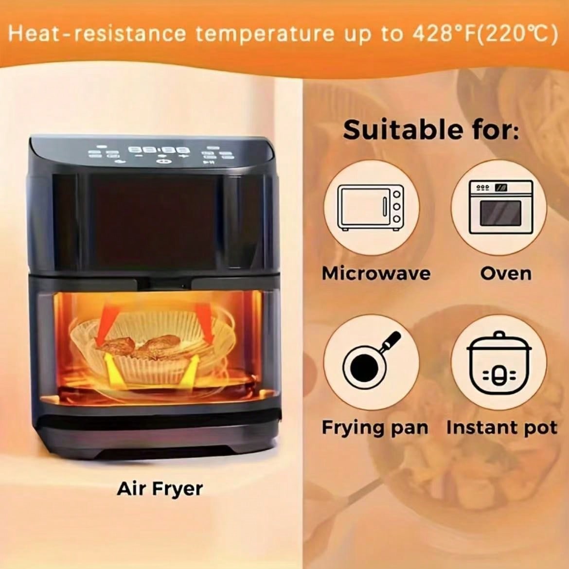 100pcs, Square Disposable Air Fryer Liners (6.3in/8in), Paper Air Fryer Liner Pots, Paper Basket Bowls, Baking Trays, Oven Accessories, Baking Tools, Kitchen Gadgets, Kitchen Accessories