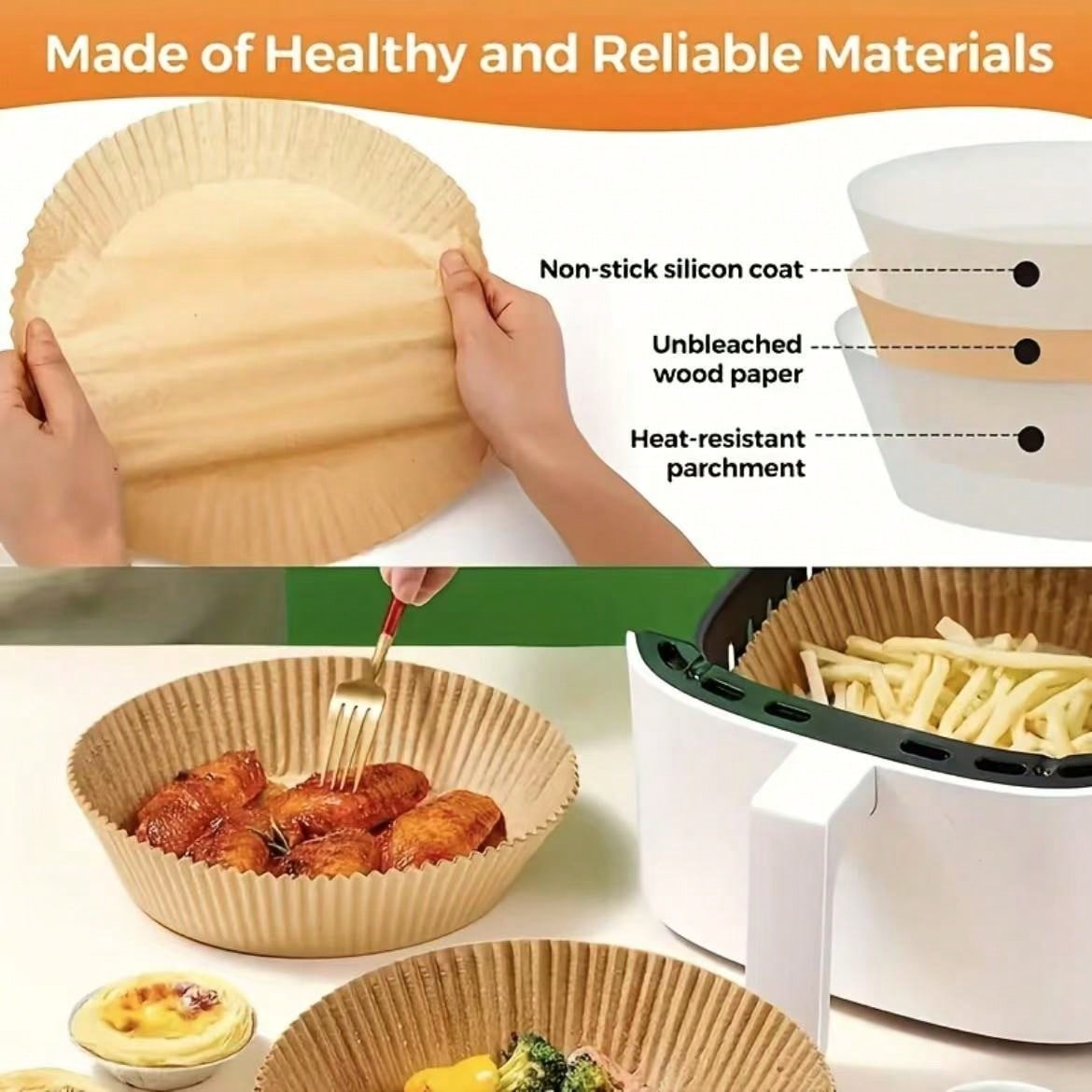 100pcs, Square Disposable Air Fryer Liners (6.3in/8in), Paper Air Fryer Liner Pots, Paper Basket Bowls, Baking Trays, Oven Accessories, Baking Tools, Kitchen Gadgets, Kitchen Accessories