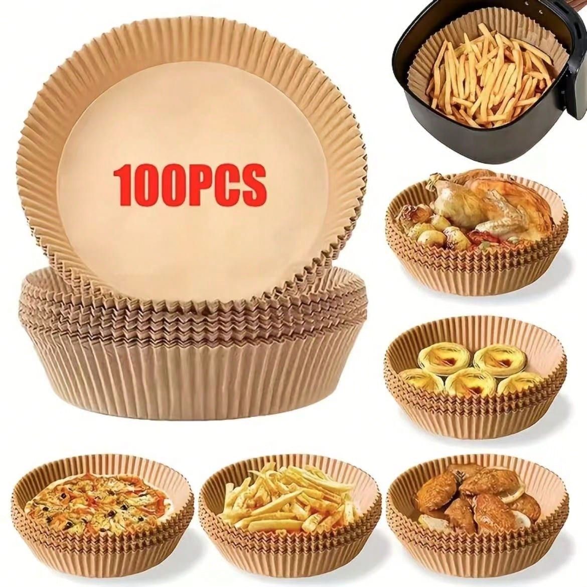 100pcs, Square Disposable Air Fryer Liners (6.3in/8in), Paper Air Fryer Liner Pots, Paper Basket Bowls, Baking Trays, Oven Accessories, Baking Tools, Kitchen Gadgets, Kitchen Accessories
