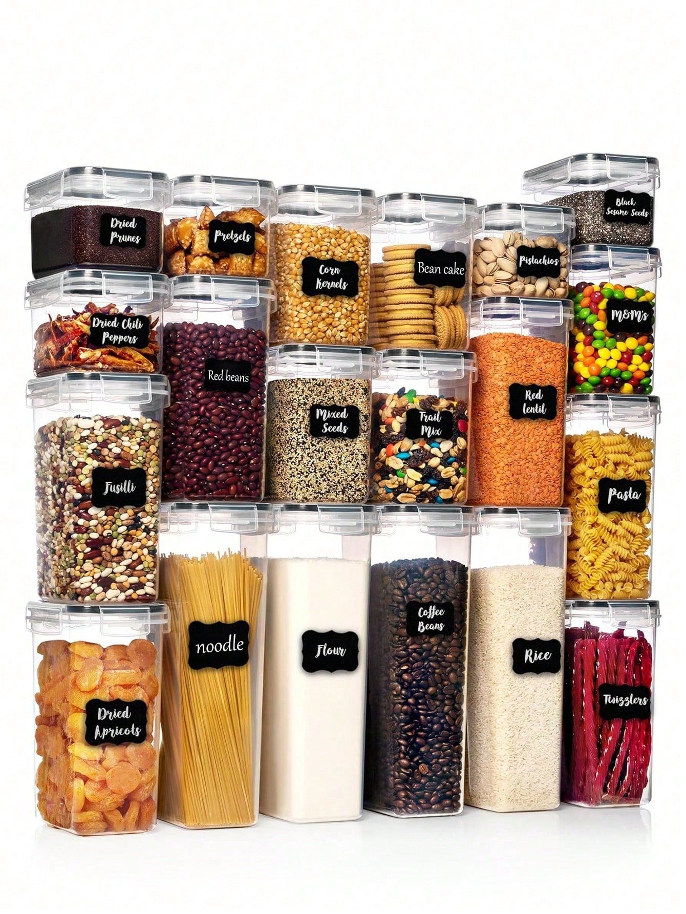 4/7/10/15/18/21pcs Storage And Organization,Labeled And Marked Airtight Food Storage Containers And Condiment Jars - Keep Grains, Flour, Salt, Pepper And Sugar Fresh - A Dishwasher-Safe Kitchen Pantry Organization And Storage Solution,Funny Stocking Stuff