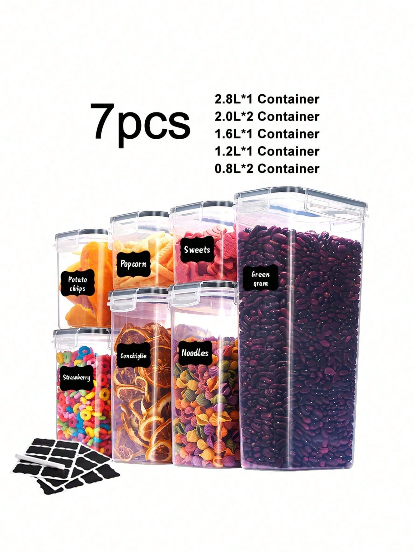 4/7/10/15/18/21pcs Storage And Organization,Labeled And Marked Airtight Food Storage Containers And Condiment Jars - Keep Grains, Flour, Salt, Pepper And Sugar Fresh - A Dishwasher-Safe Kitchen Pantry Organization And Storage Solution,Funny Stocking Stuff