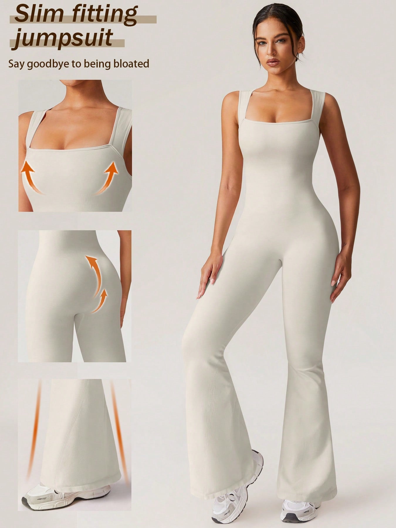 Seamless Bodysuit, Women's Slimming Jumpsuit, Fitness Apparel, Yoga Wear, Gym Activewear, Stretchable Body Shaper, Sleeveless Flare Jumpsuit Gym Clothes ﻿ ﻿